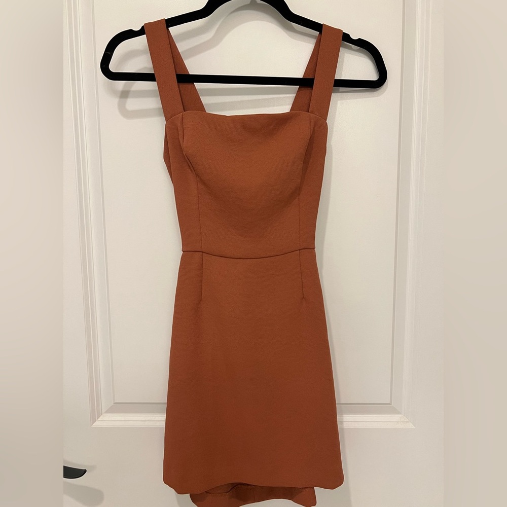 Wilfred Terracotta Open Back Mini Dress